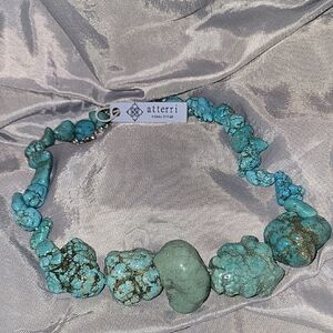 Atterri Turquoise Nugget Statement Necklace - Blue 16"  + 3" Ext BNWT Ti
